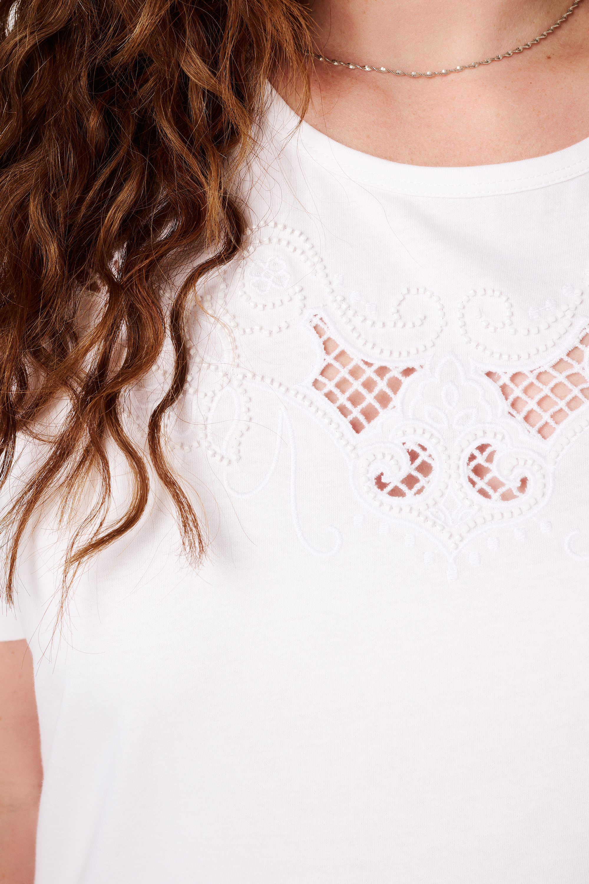 T-shirt met broderie Wit