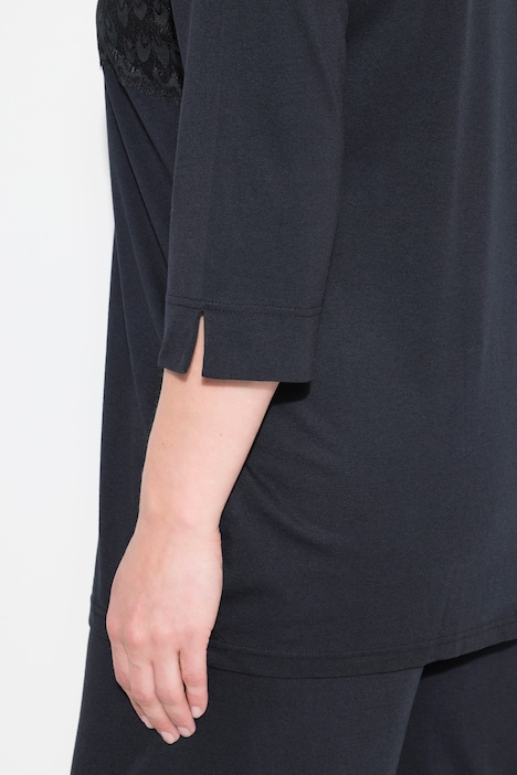 Pyjama, Spitzeneinsatz, V-Ausschnitt, 3/4-Arm
