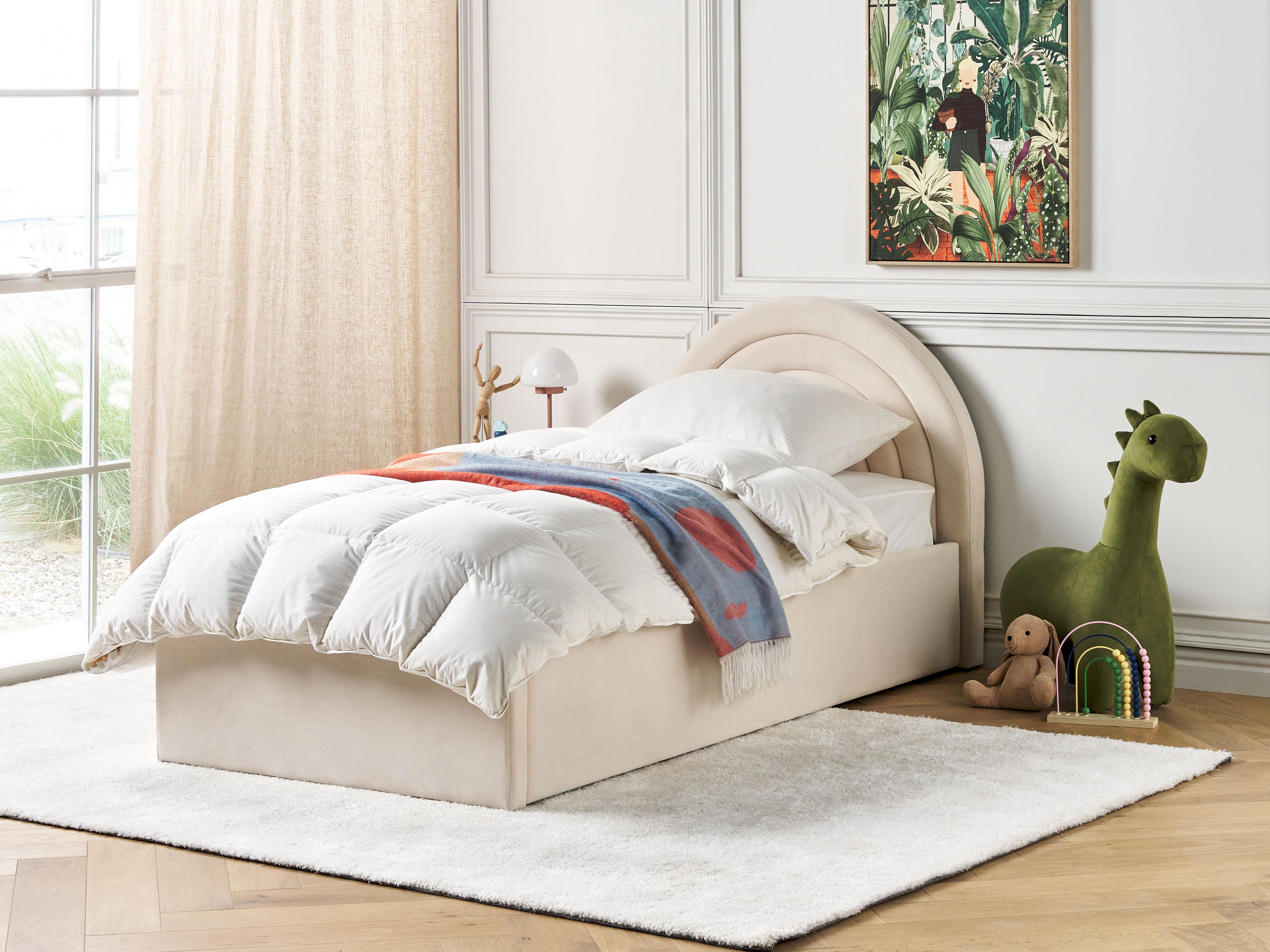 Kinderbed met opbergruimte Fluweel ANET 90 x 200 cm Beige