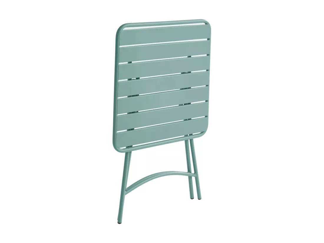 Salle à manger de jardin pliante en métal - une table L.60 cm et 2 chaises pliantes - Vert amande - MIRMANDE de MYLIA