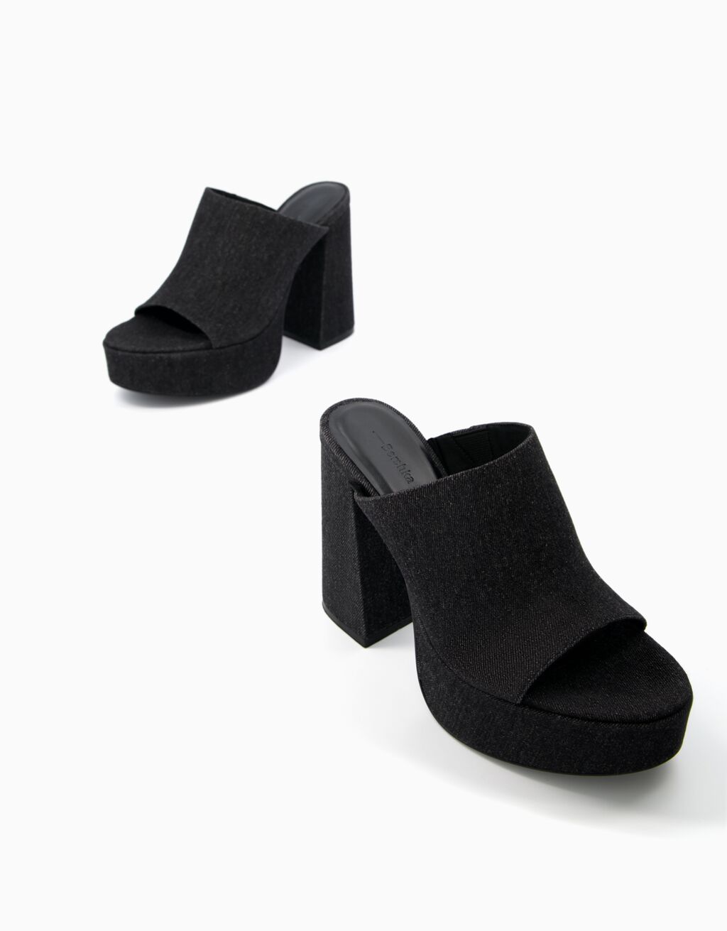 mules de plataforma em jeans