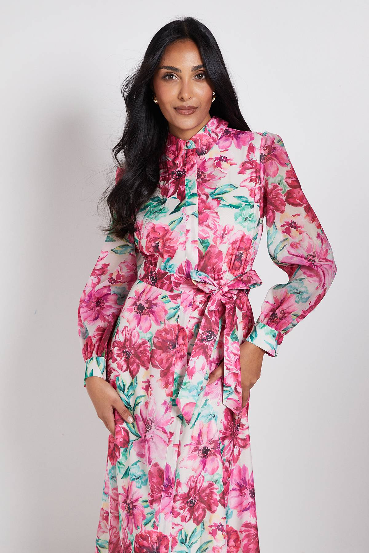 Wallis Robe Chemise Midi En Organza À Imprimé Floral Petite