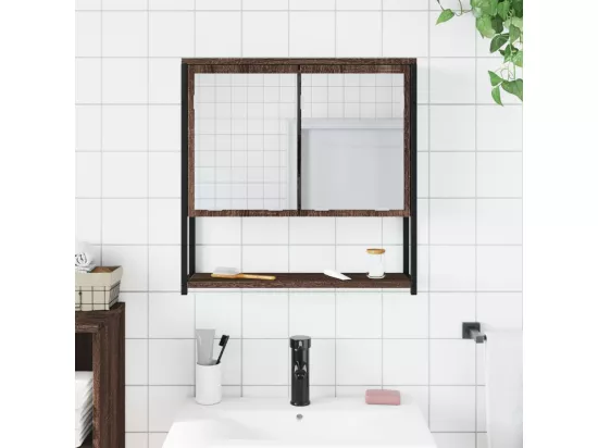 Prolenta Premium - Armoire à miroir de salle de bain chêne marron bois ingénierie