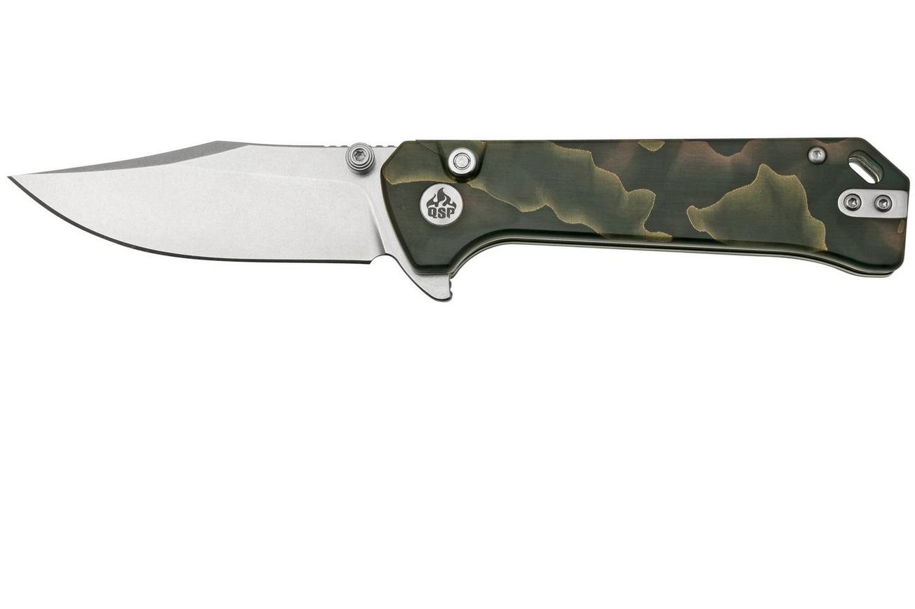 QSP Grebe QS147-F1, S35VN Clippoint Noble Raffir, zakmes