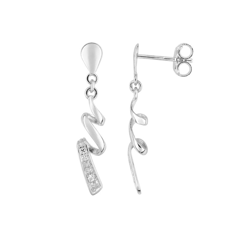 Boucles d'oreilles femme pendantes - Diamant - Or 18 Carats