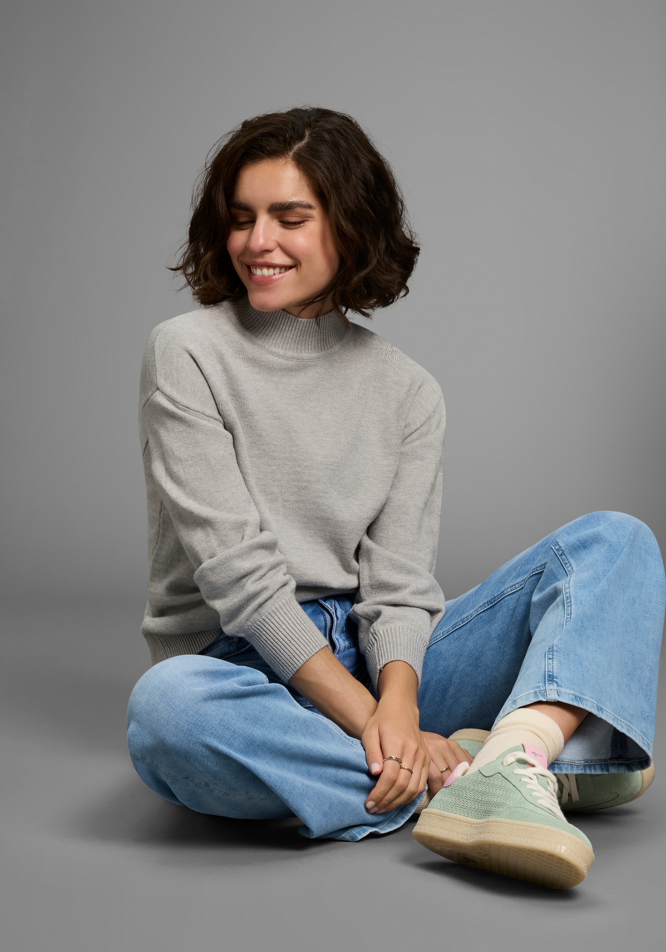 Laura Scott Strickpullover , kuscheliger Winterstrick im Basic Shape mit Stehkragen
