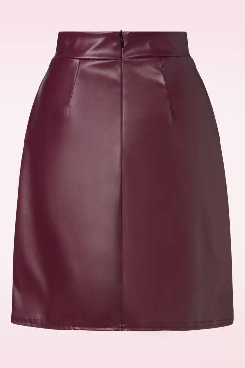Vintage Chic for Topvintage Edith Leather Look a-lijn rok in wijnrood