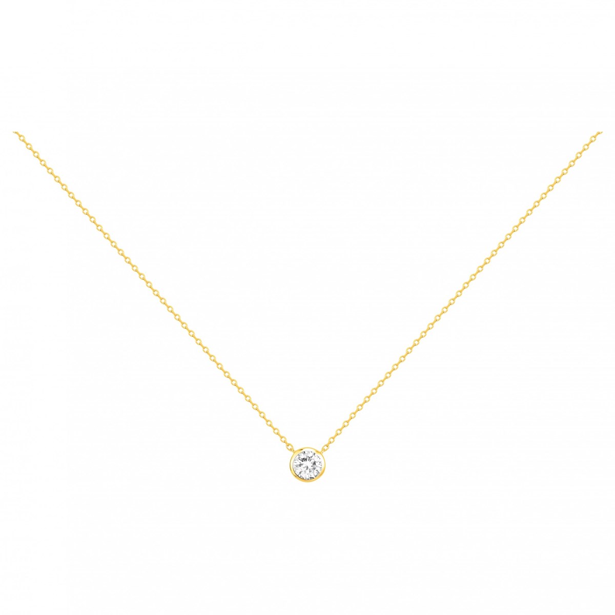 Collier en Plaqué Or avec oxyde de zirconium blanc