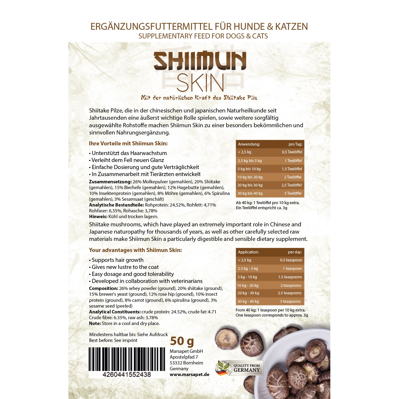 Bellfor Sparset gegen Schuppen beim Hund mit Shiimun Skin und Hundeshampoo Care