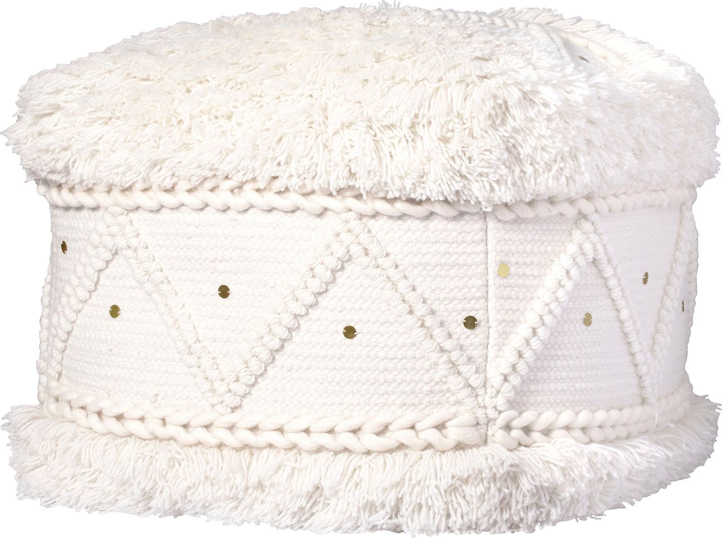 Kayoom Pouf »Bohist 525 50cm x 50cm,   Strukturen mit Fransen und Quasten« 1 Stk. tlg. handgefertigt, Unikat, sehr gut kombinierbar, vielfältig im Einsatz