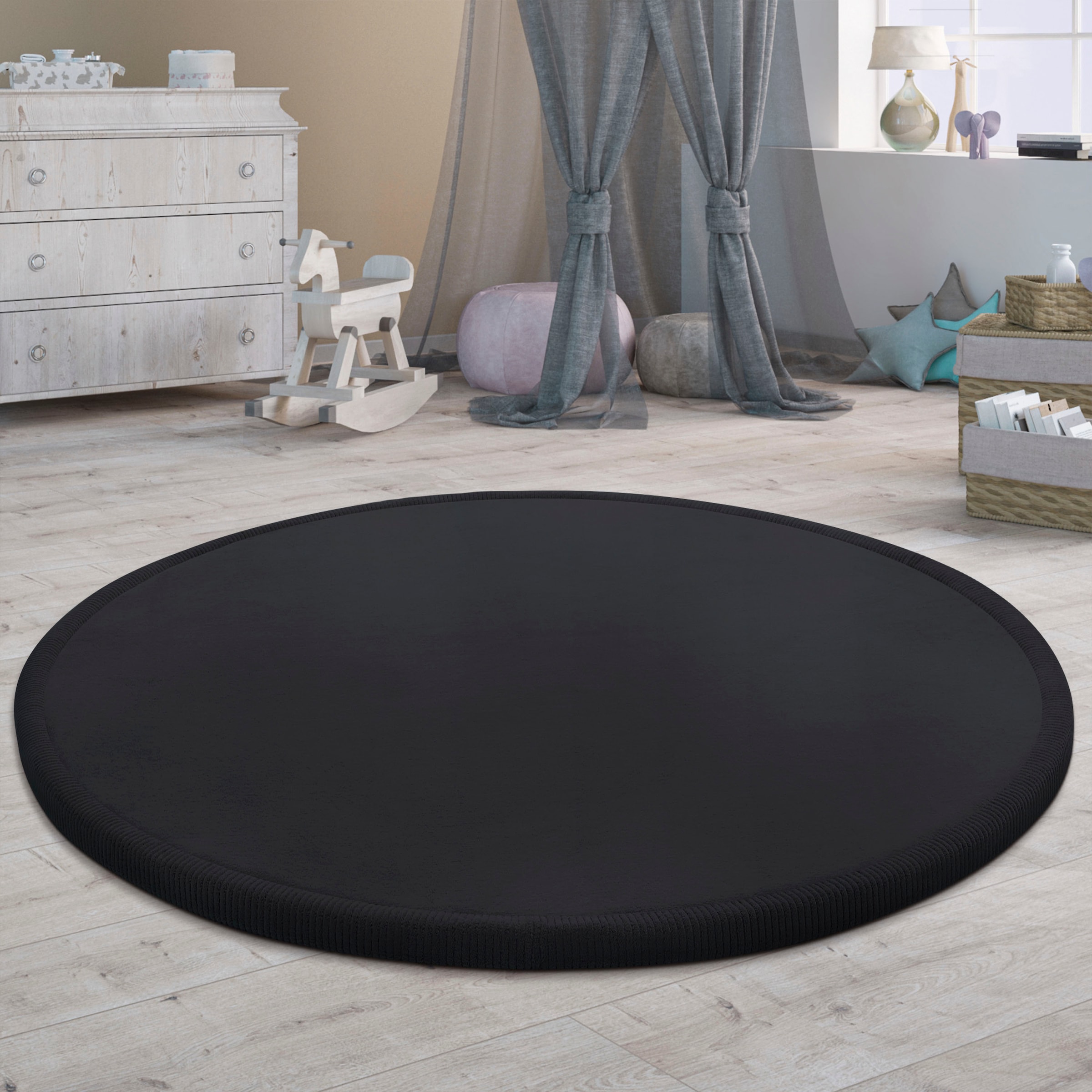 Paco Home Teppich »Tatami 475« rund 24 mm Höhe Kurzflor, Uni Farben, mit Memory Foam, waschbar