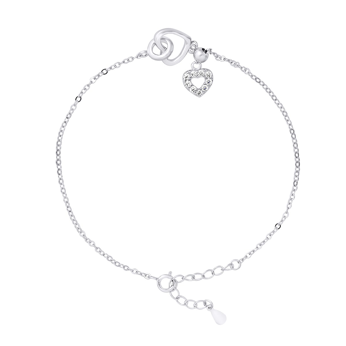 Bracelet COEUR ET CERCLE - Oxydes de zirconium - Argent 925