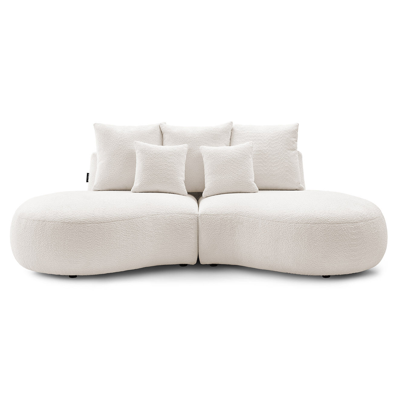 Bobochic Canapé droit fixe 3 places saint-germain tissu bouclette blanc - 260x145x92 cm