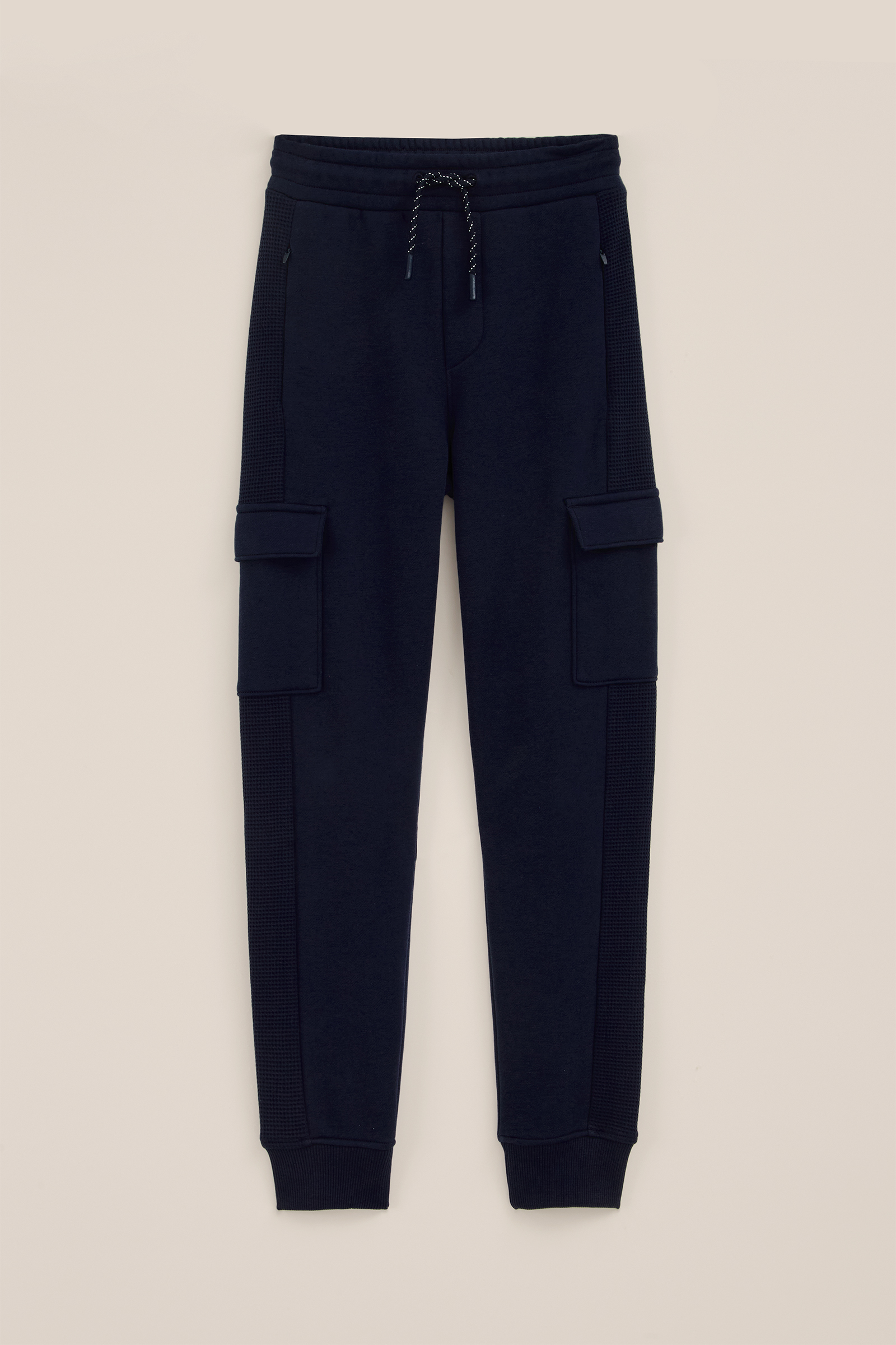 Jongens joggingbroek met cargozakken en structuur Blue Ridge Marineblauw