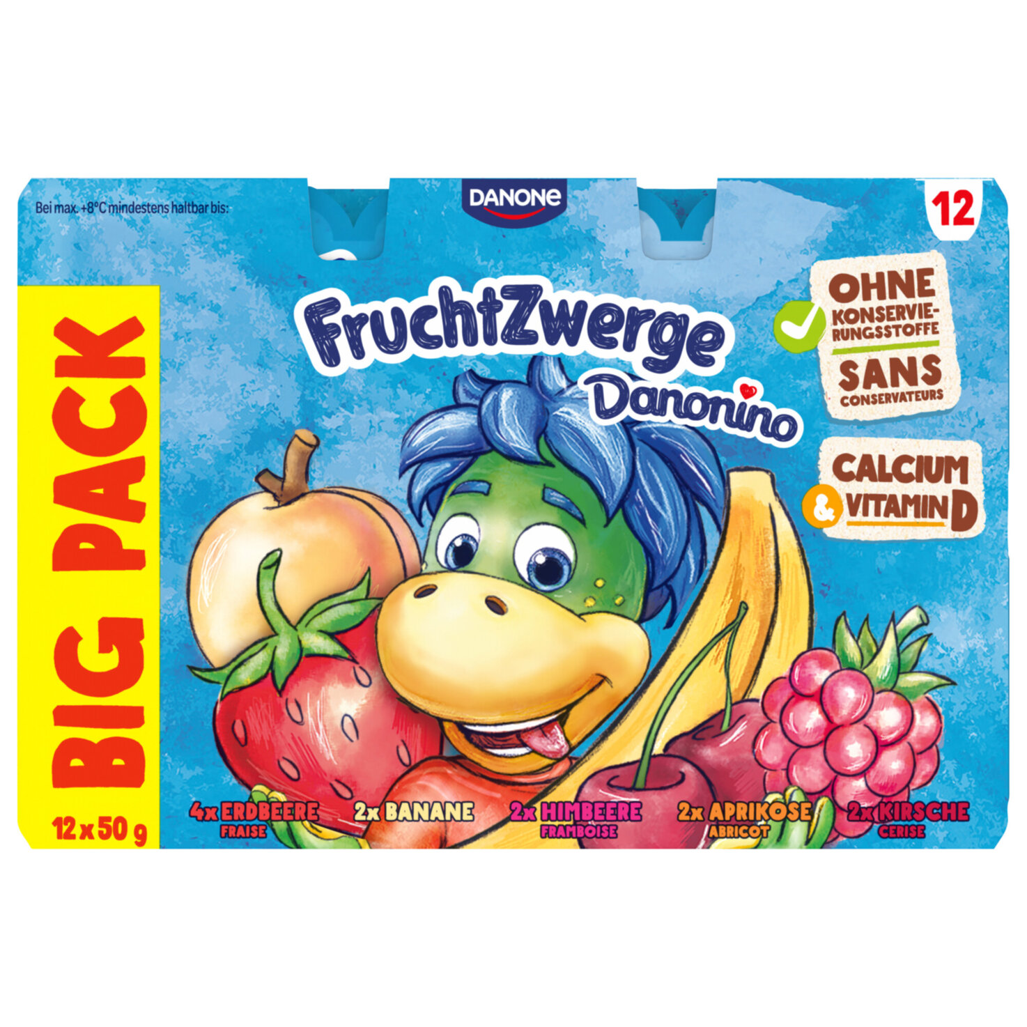 Danonino Quark Erbeere Kirsche & Himbeere 12x50g -