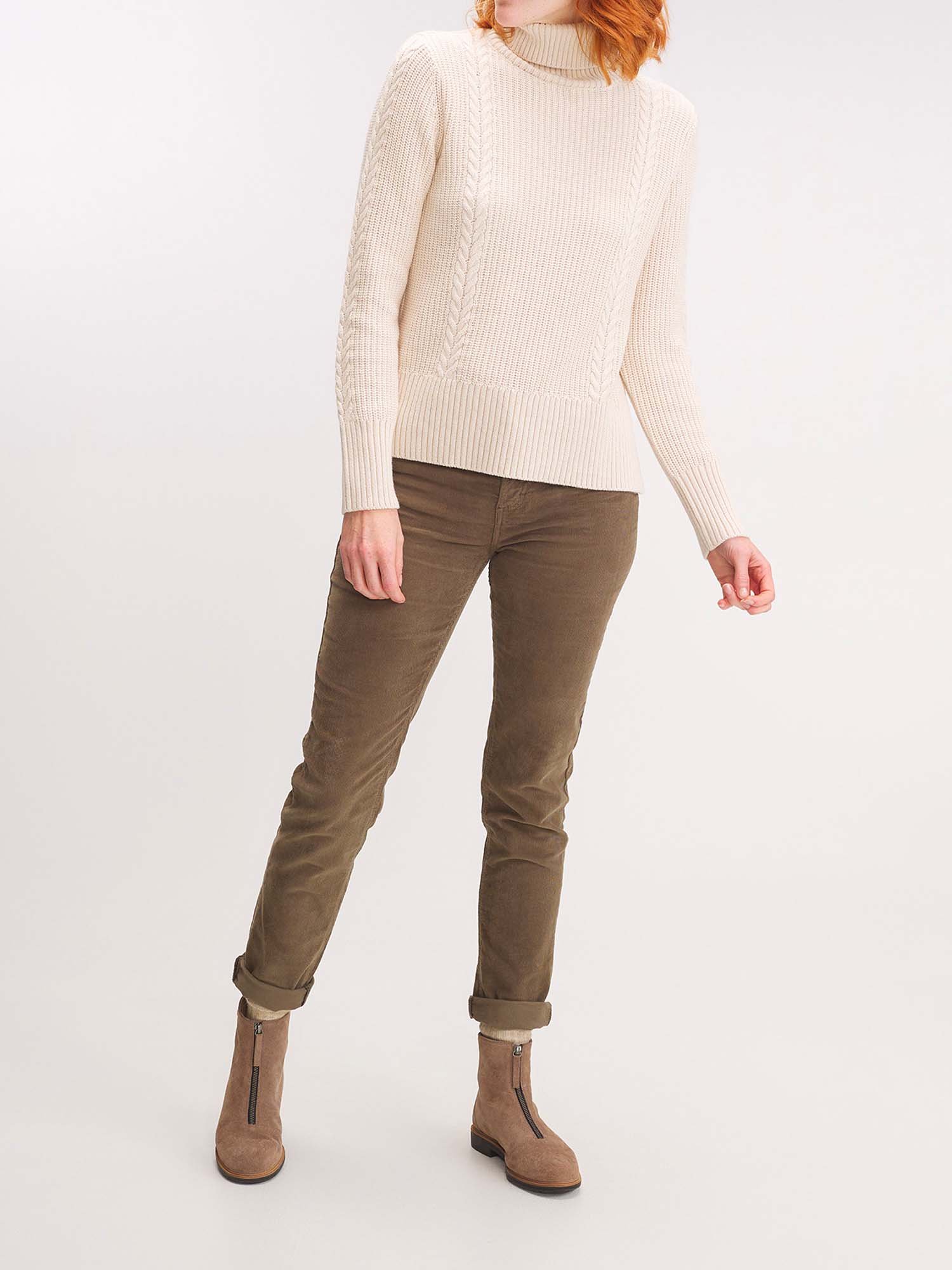 Pull Femme Torsade Coton Laine Ecru