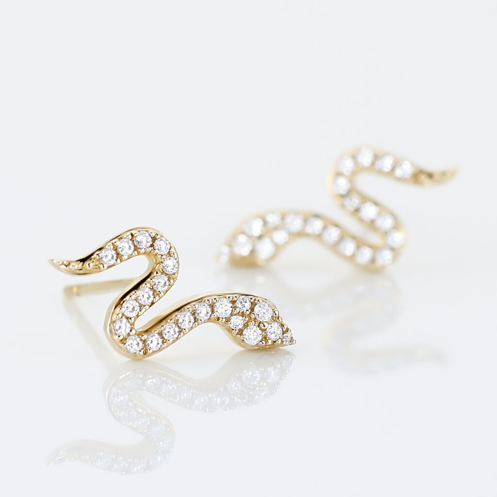Boucles D'oreilles Pendantes Dorilis Or Jaune Oxyde De Zirconium