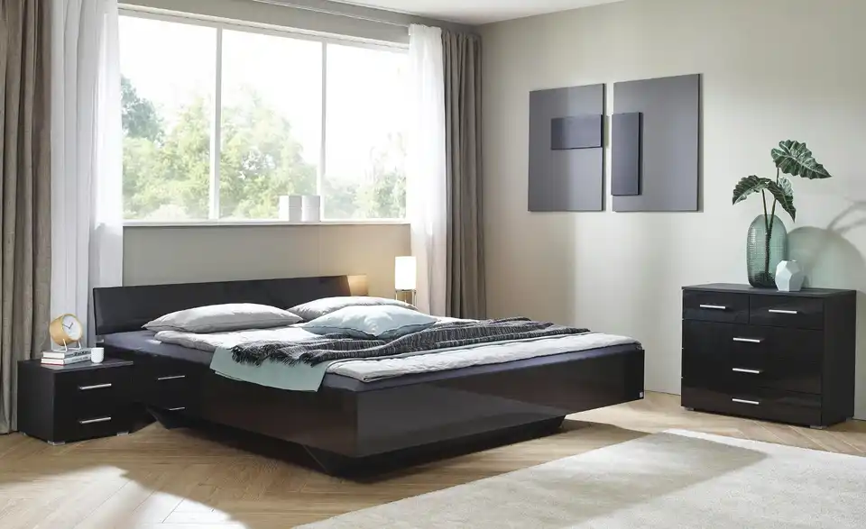 Futonbett Phoenix Grau, Hochglanz 140 cm