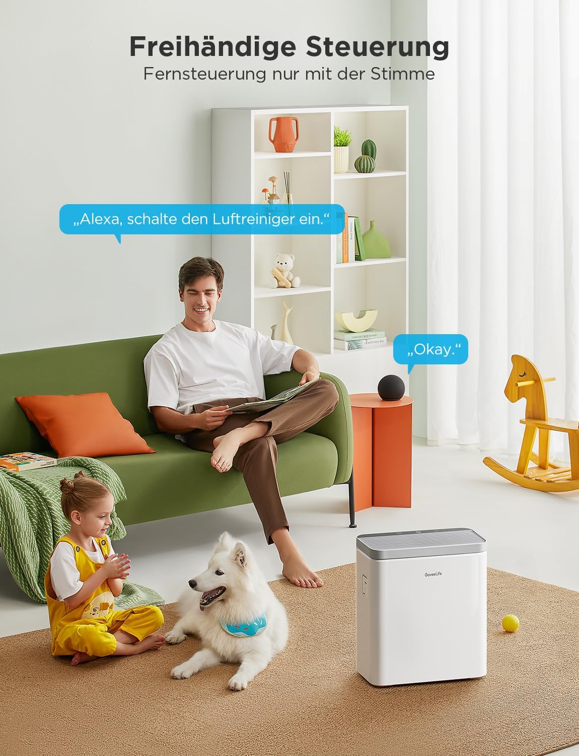 GoveeLife Smart Luftreiniger für große Räume bis 97 m², PM2.5-Monitor, HEPA-Schlafmodus, 3-in-1 Luftreinigungsfilter mit App- und Alexa- Steuerung für Tierhaare, Pollen, Perfekt für Allergiker