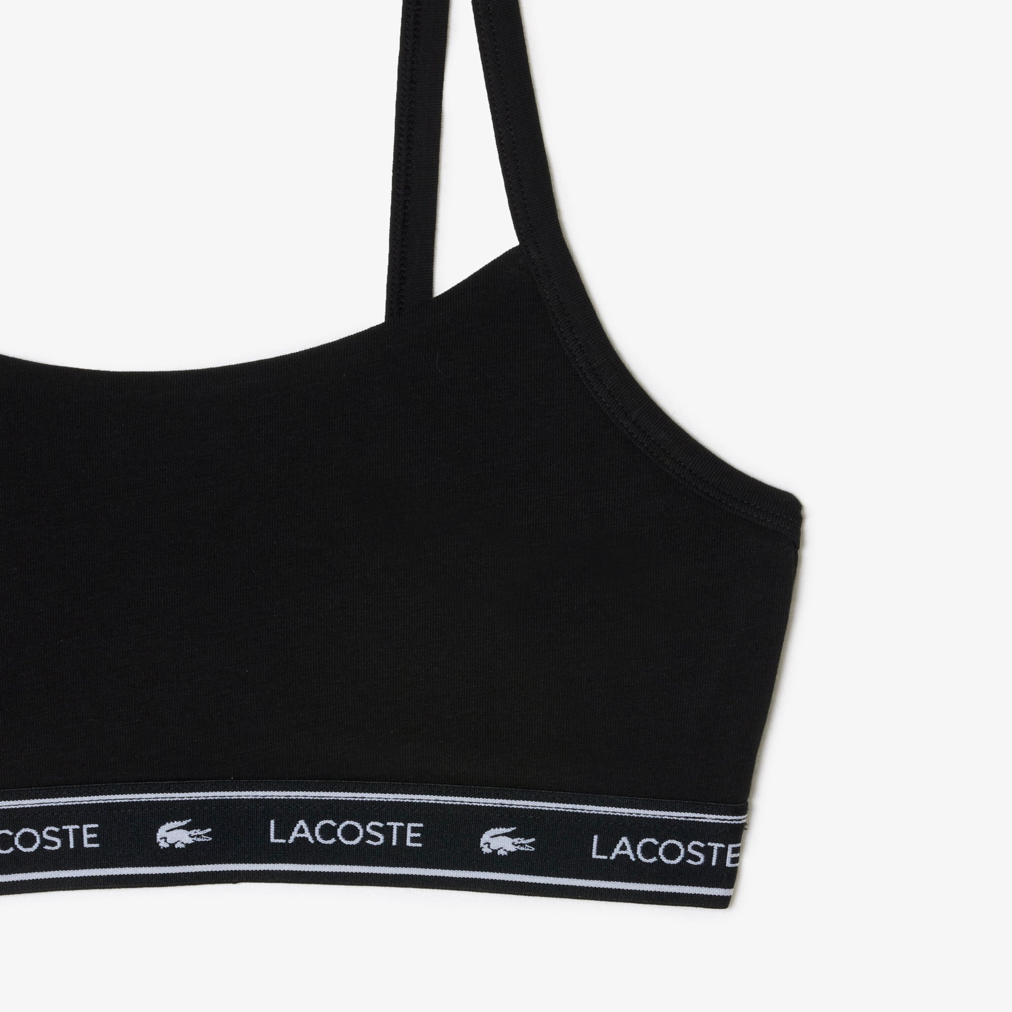Brassière avec bande siglée en coton stretch Brassières - Noir - Lacoste - Femme