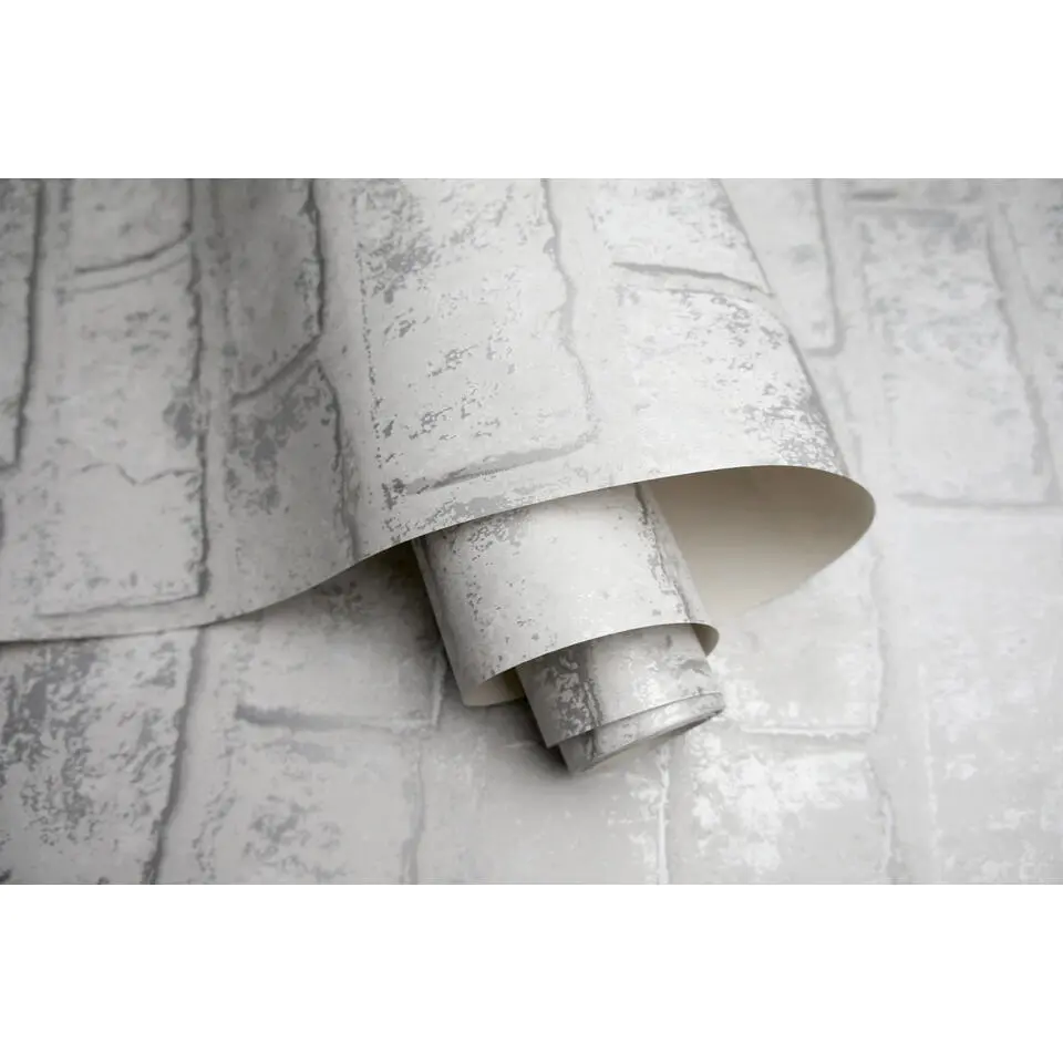 Dutch Wallcoverings Indulgence Metallic brick grey/silver 0,53x10,05m