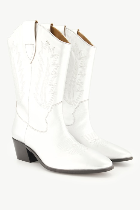 Leder-Cowboystiefel, XL-Schaft, Metallic-Optik, Weite H