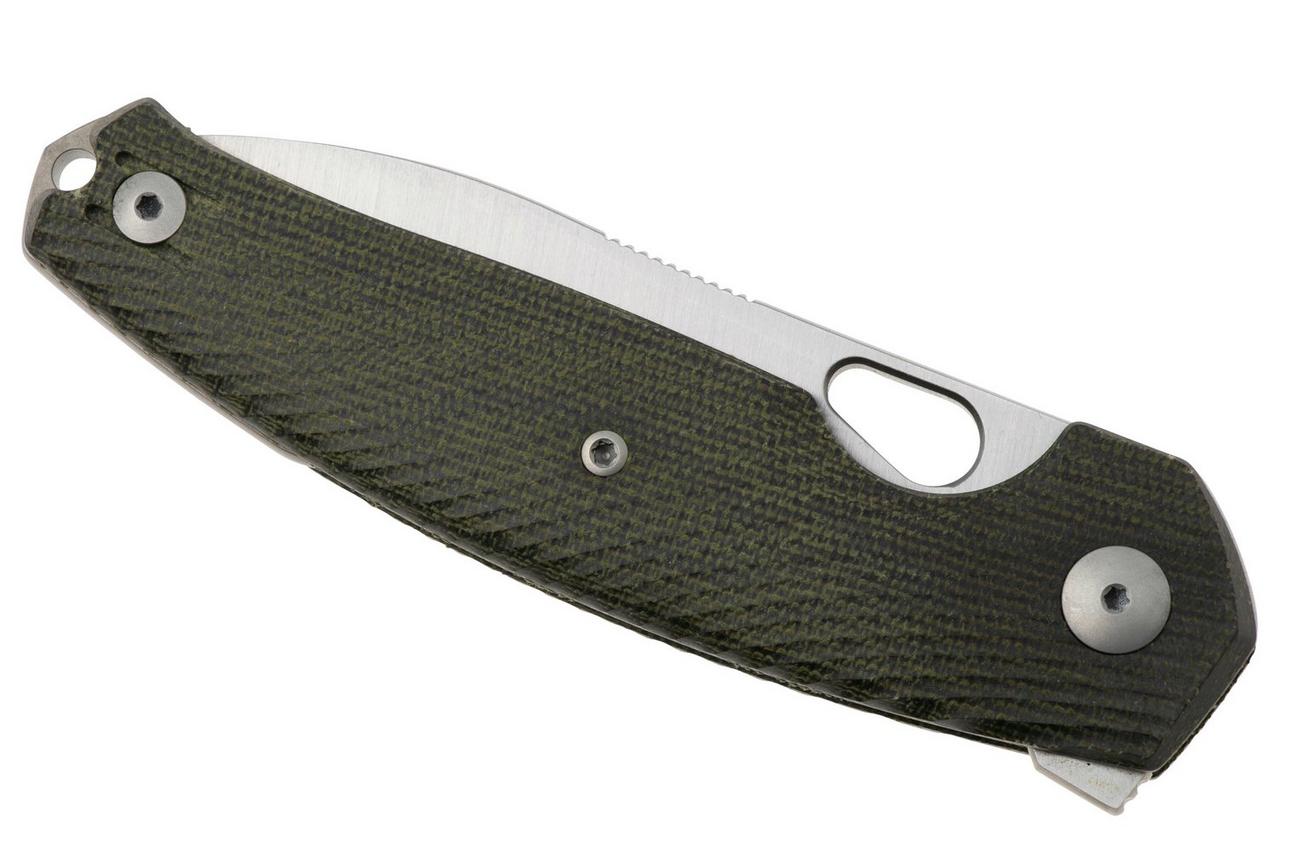 GiantMouse ACE Jagt, CPM Magnacut, Green Canvas Micarta, zakmes