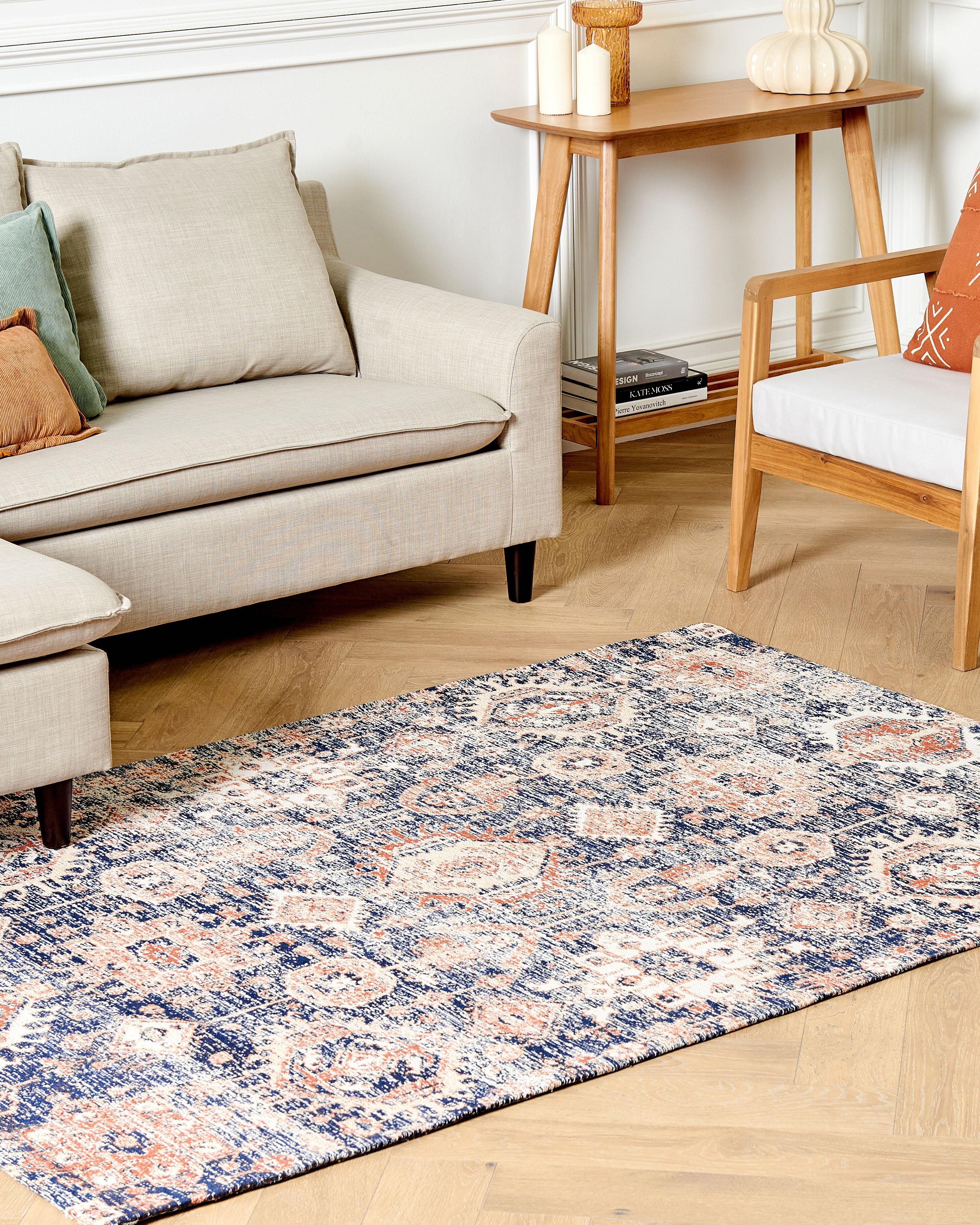 Vloerkleed KURIN Blauw 140 x 200 cm Katoen