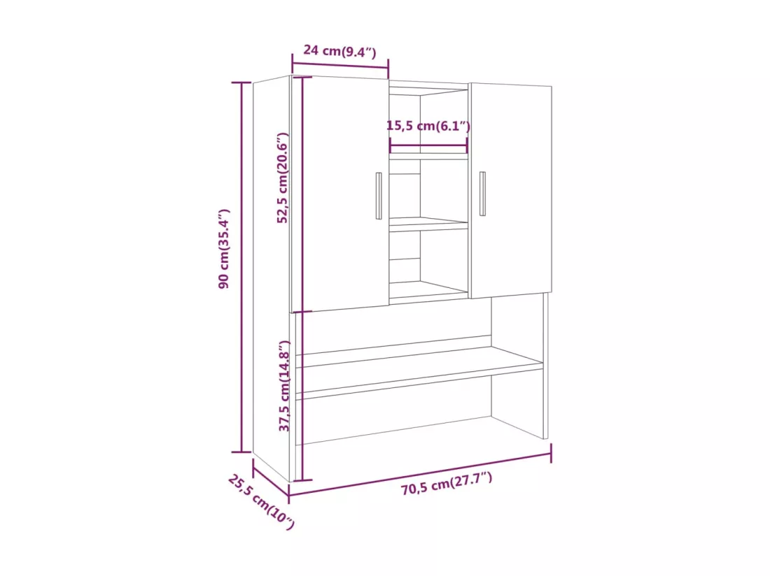 Meuble pour machine à laver Chêne marron 70,5x25,5x90 cm