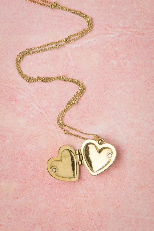 Topvintage Boutique Collection Hart medaillon halsketting in goud