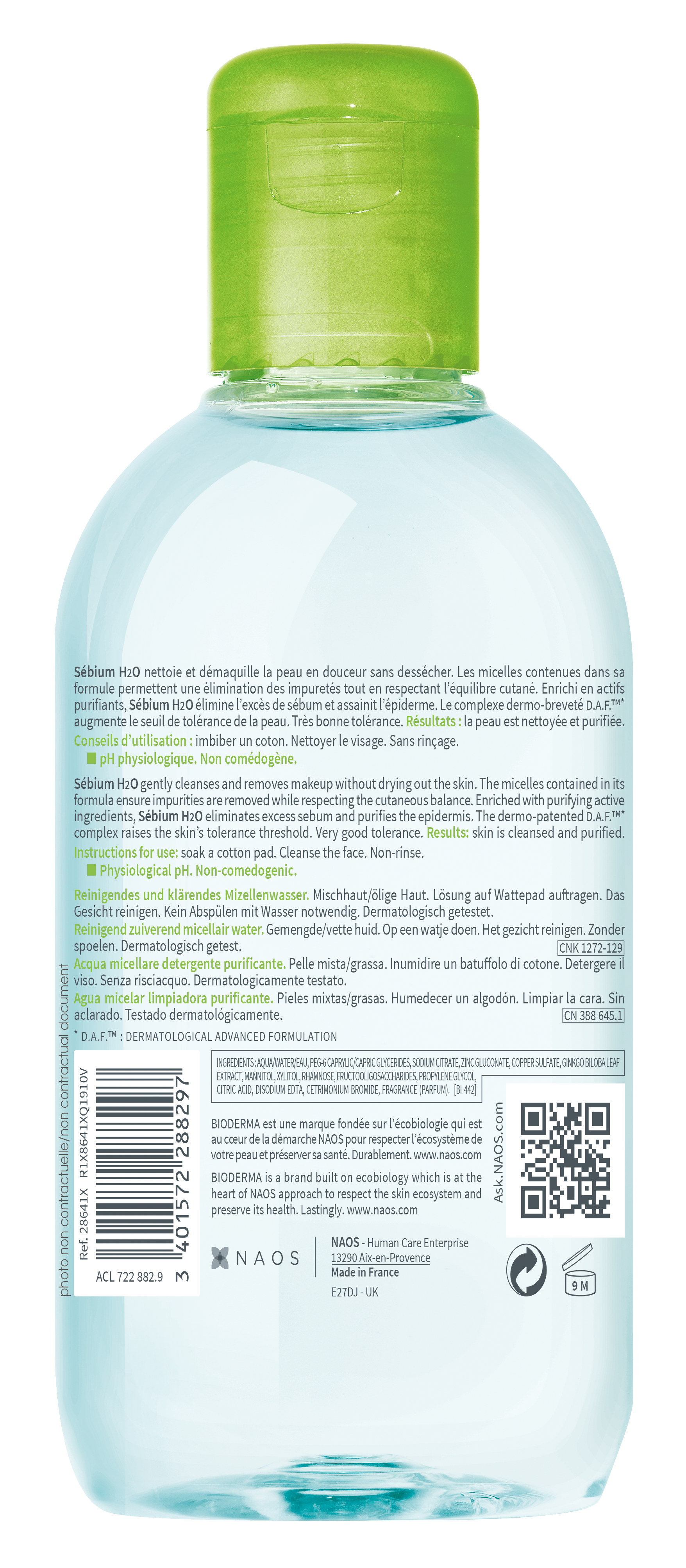 Bioderma Sébium H2O solution micellaire Fl 250 ml
