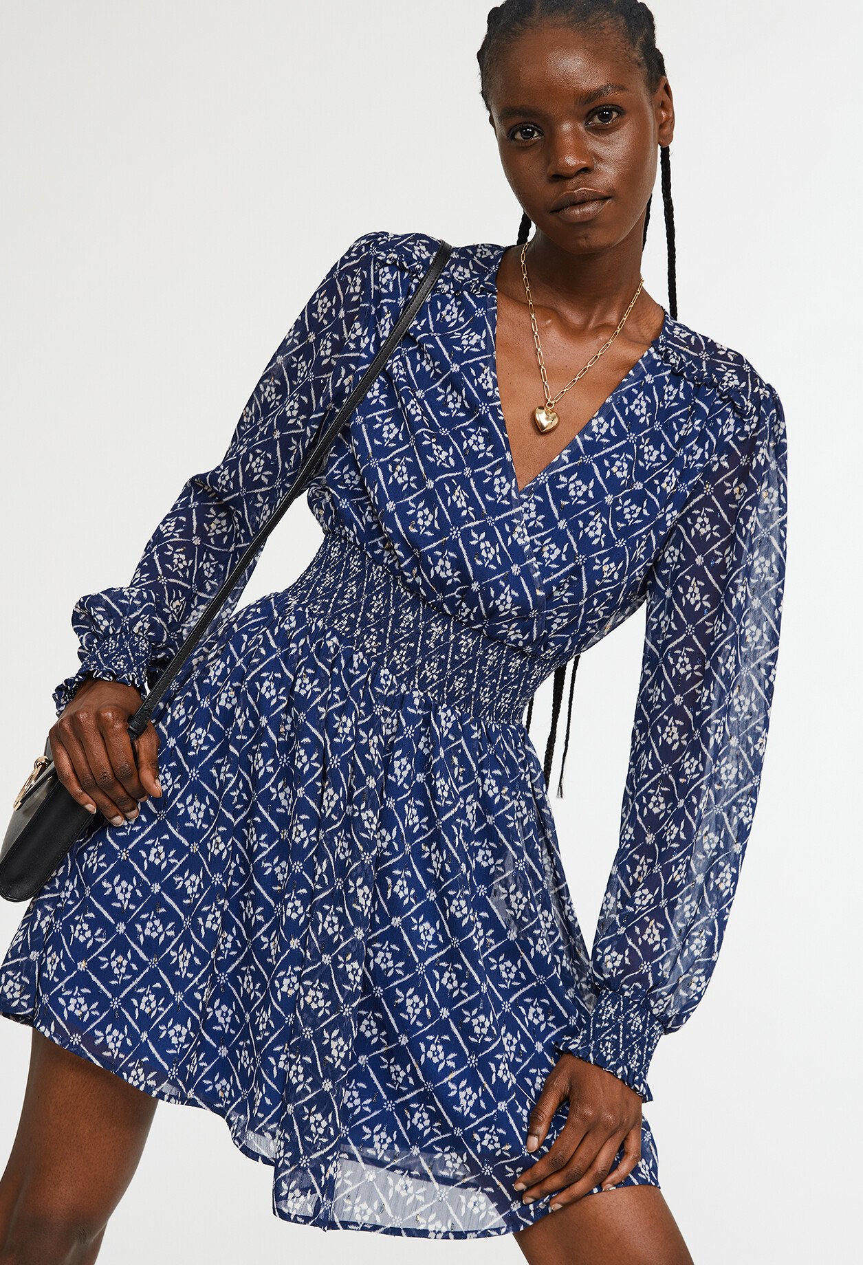 Robe courte &agrave; motif floral
