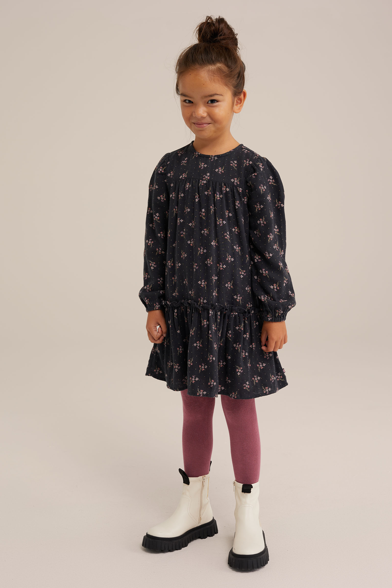Meisjes jurk met embroidery WE Fashion Donkergrijs
