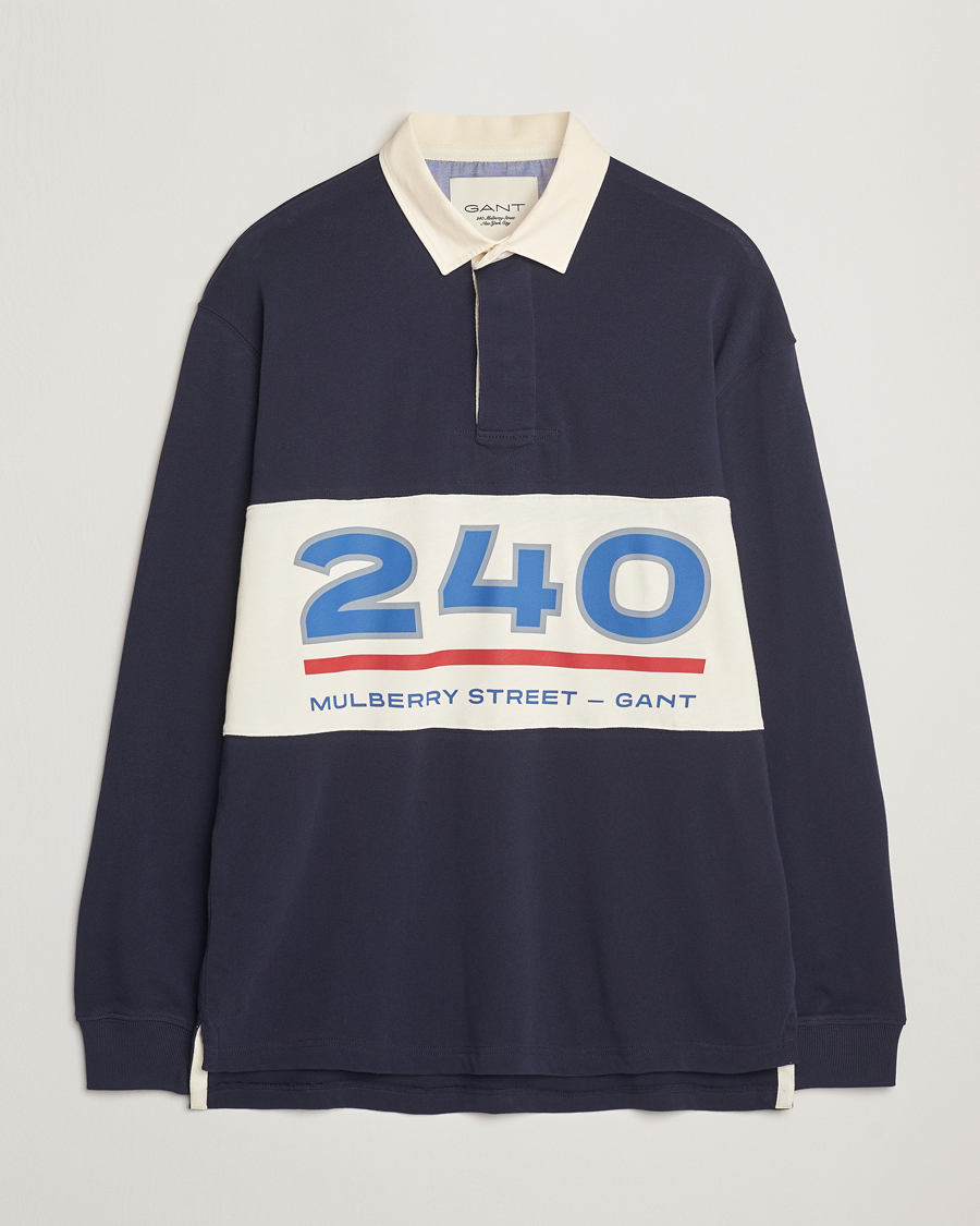 GANT 240 Mulberry Street Graphic Block Heavy Rugger Evening Blue