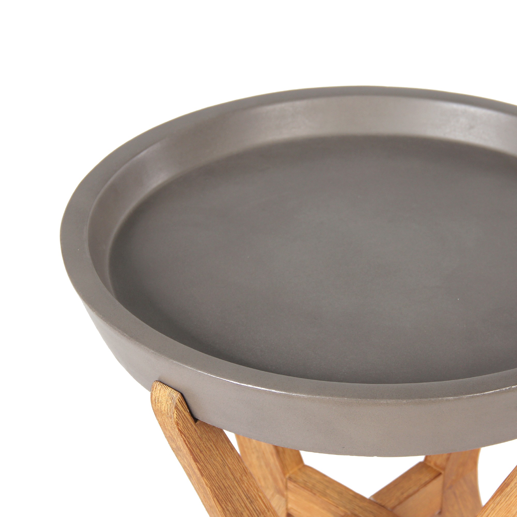 Beistelltisch 'Kerben' hoch, grau, braun, Ø 46 cm, H 55 cm von fischer's lagerhaus