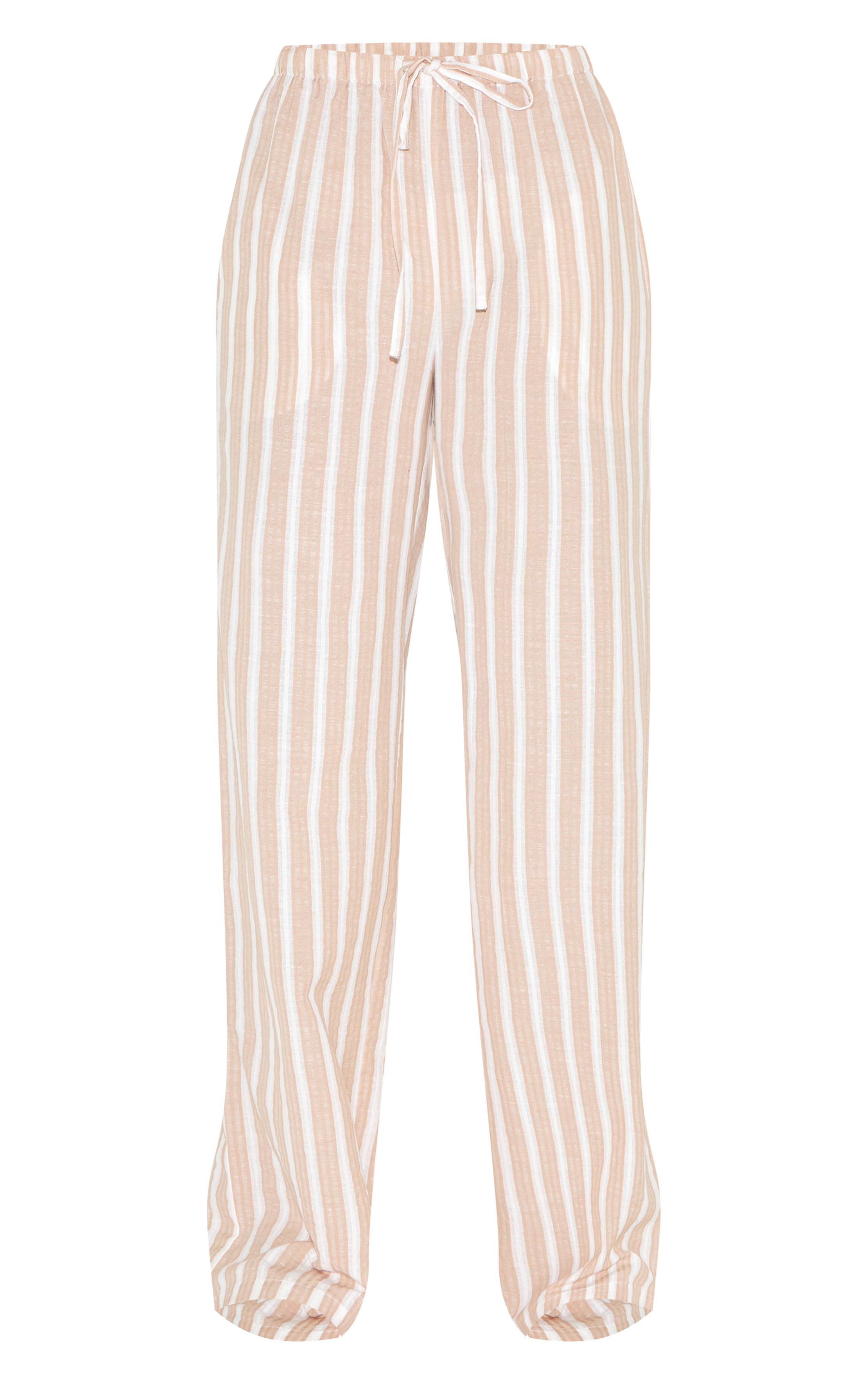 Sable Pantalon Large À Cordon Rayé Effet Lin Tall - Ensemble Coordonné