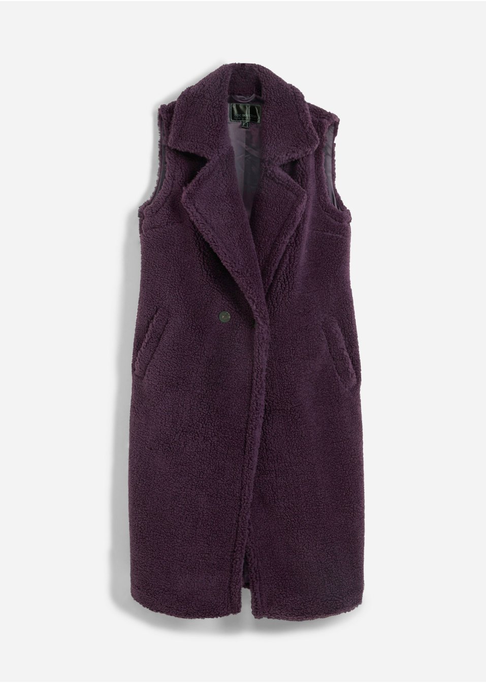 Gilet long sans manches avec maille peluche