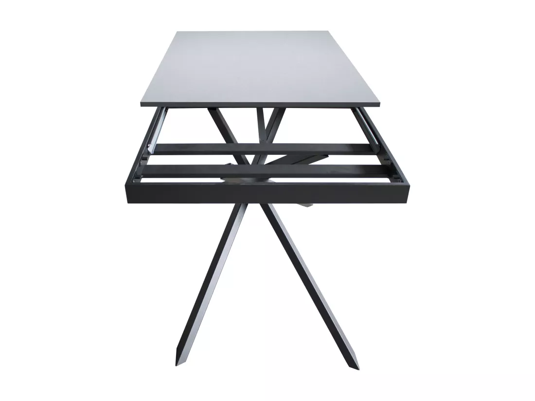Table extensible 90x160/220 cm Ganty Anthracite Spatulé bande de chante Anthracite cadre Anthracite