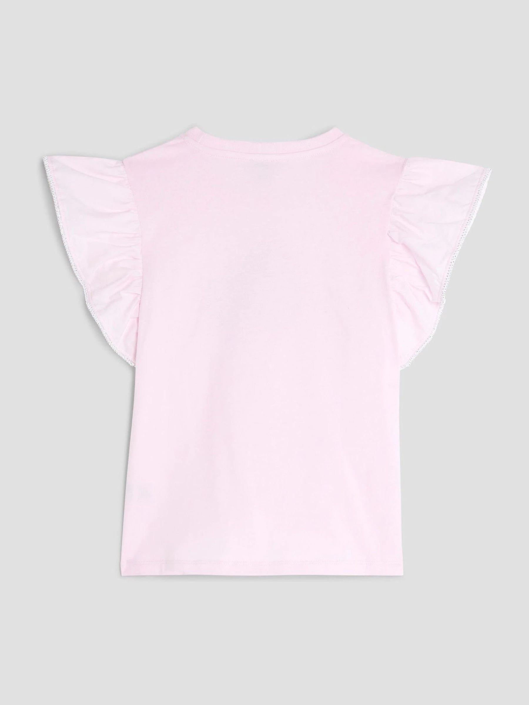 River Island Girls Frill Sleeve Embellished 100% Cotton T-Shirt