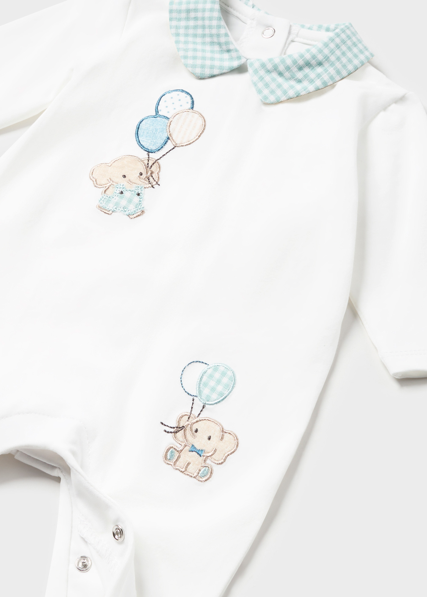 Macacão comprido Better Cotton com estampa de elefantes para recém-nascidos, azul celeste