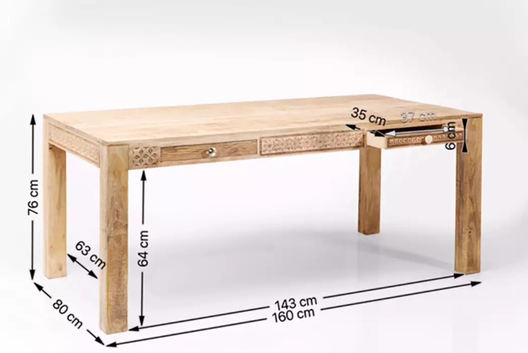 Esstisch mit Schüben Puro Plain 160 x 80 cm