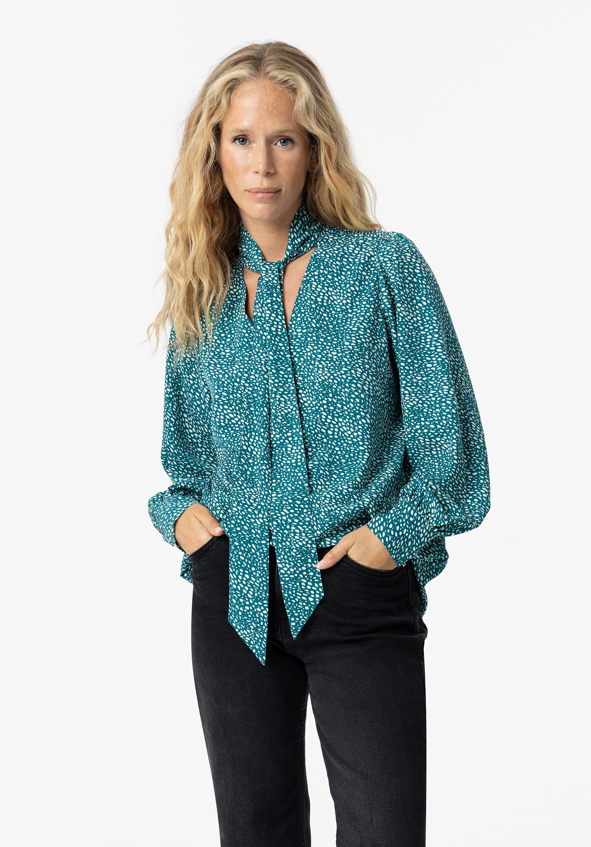 Camisa Estampada com Laço