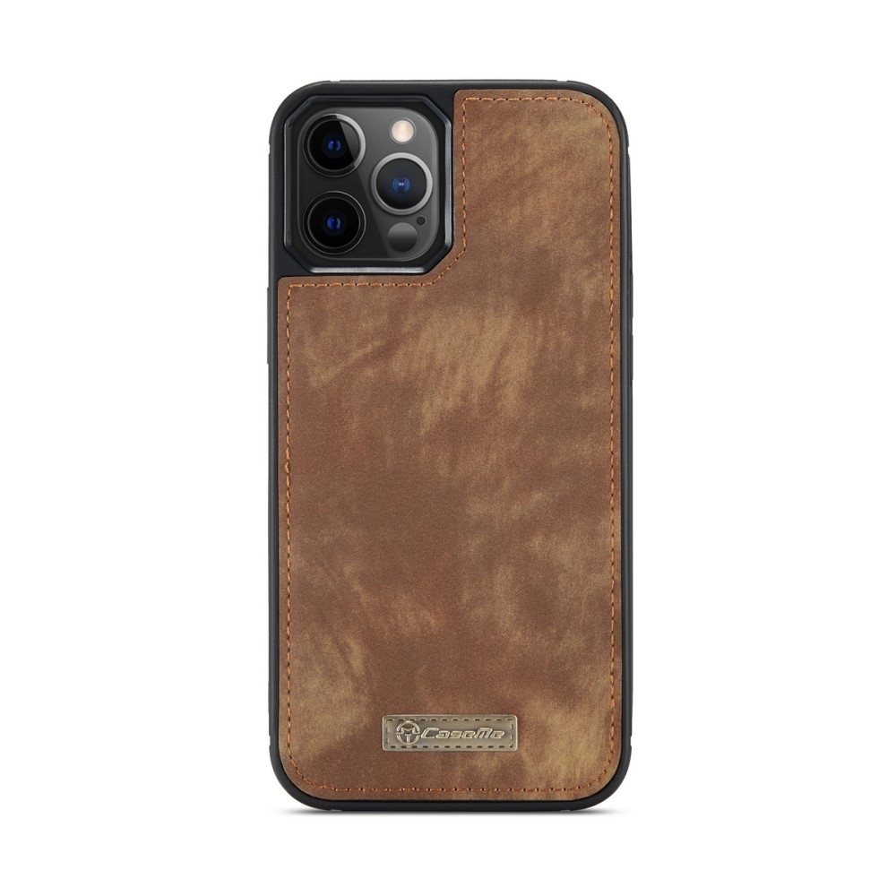 iPhone 12 / iPhone 12 Pro 2in1 Leder Tasche   Magnet Hardcase Karten Etui - Hellbraun