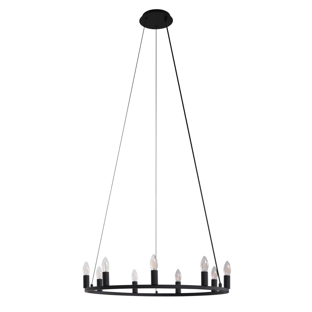 Industriële hanglamp zwart 9-lichts - Knight
