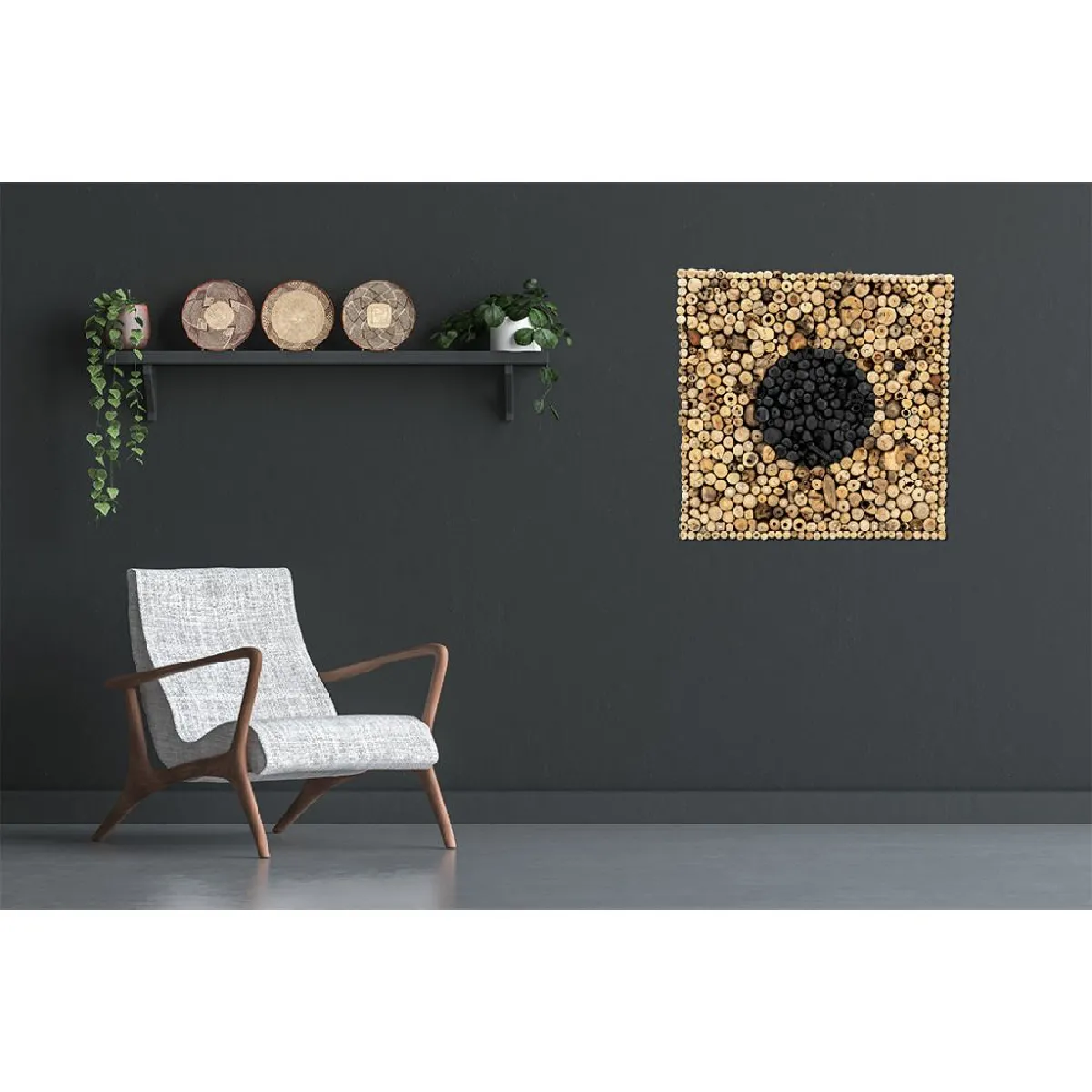Aubry Gaspard Bois Flotté Naturel/Noir 65x65