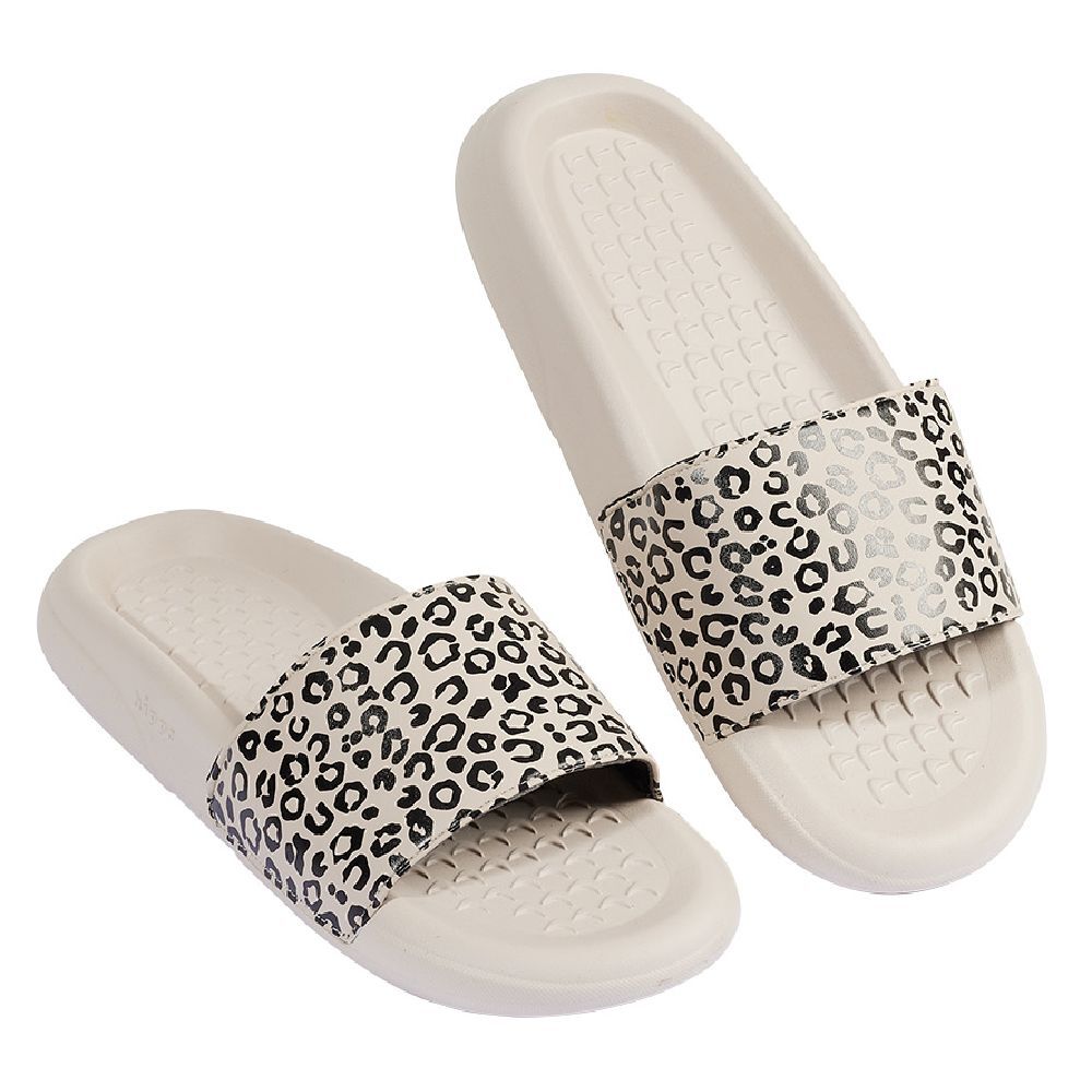 Sandales claquettes plastique beige bride imprimé léopard 38/39