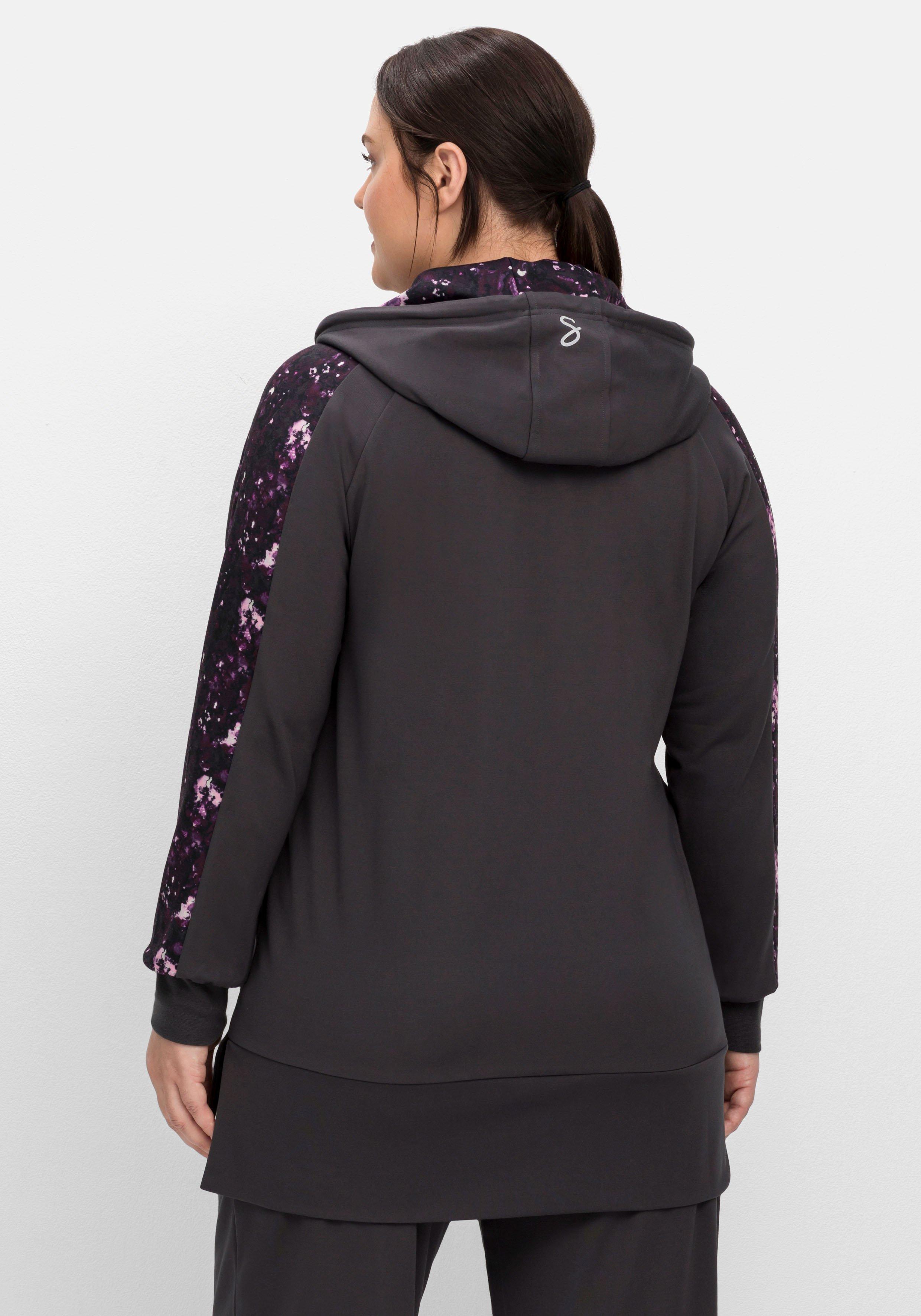 Trainingsjacke aus Sweat, mit Kontrastmuster