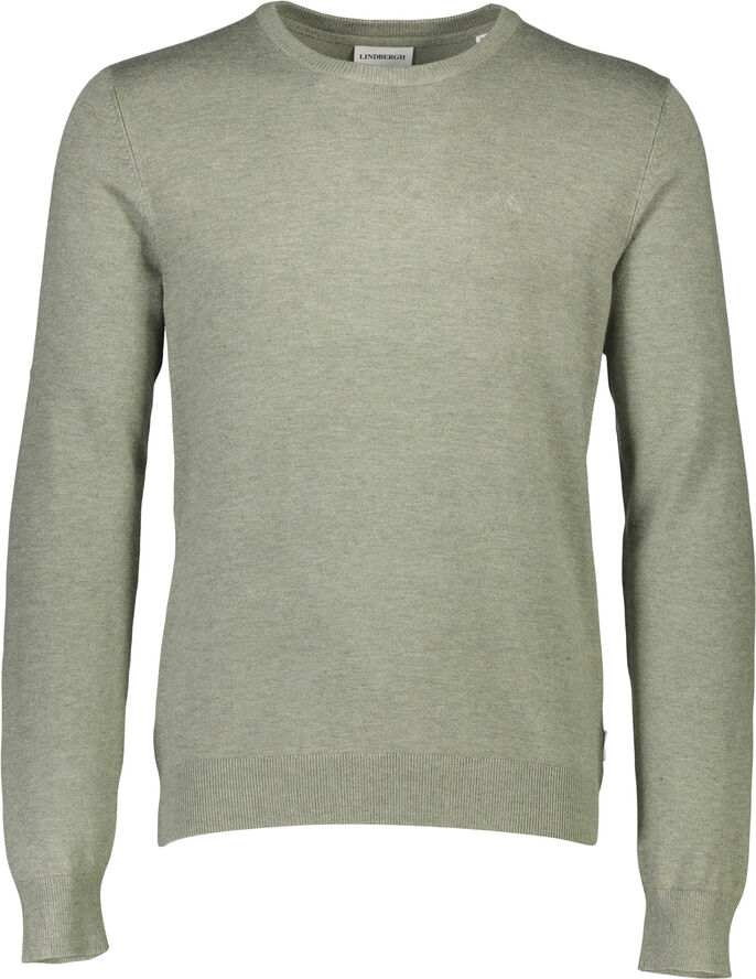 Lindbergh Ecovero L/S o-neck knit Dusty lt army mel