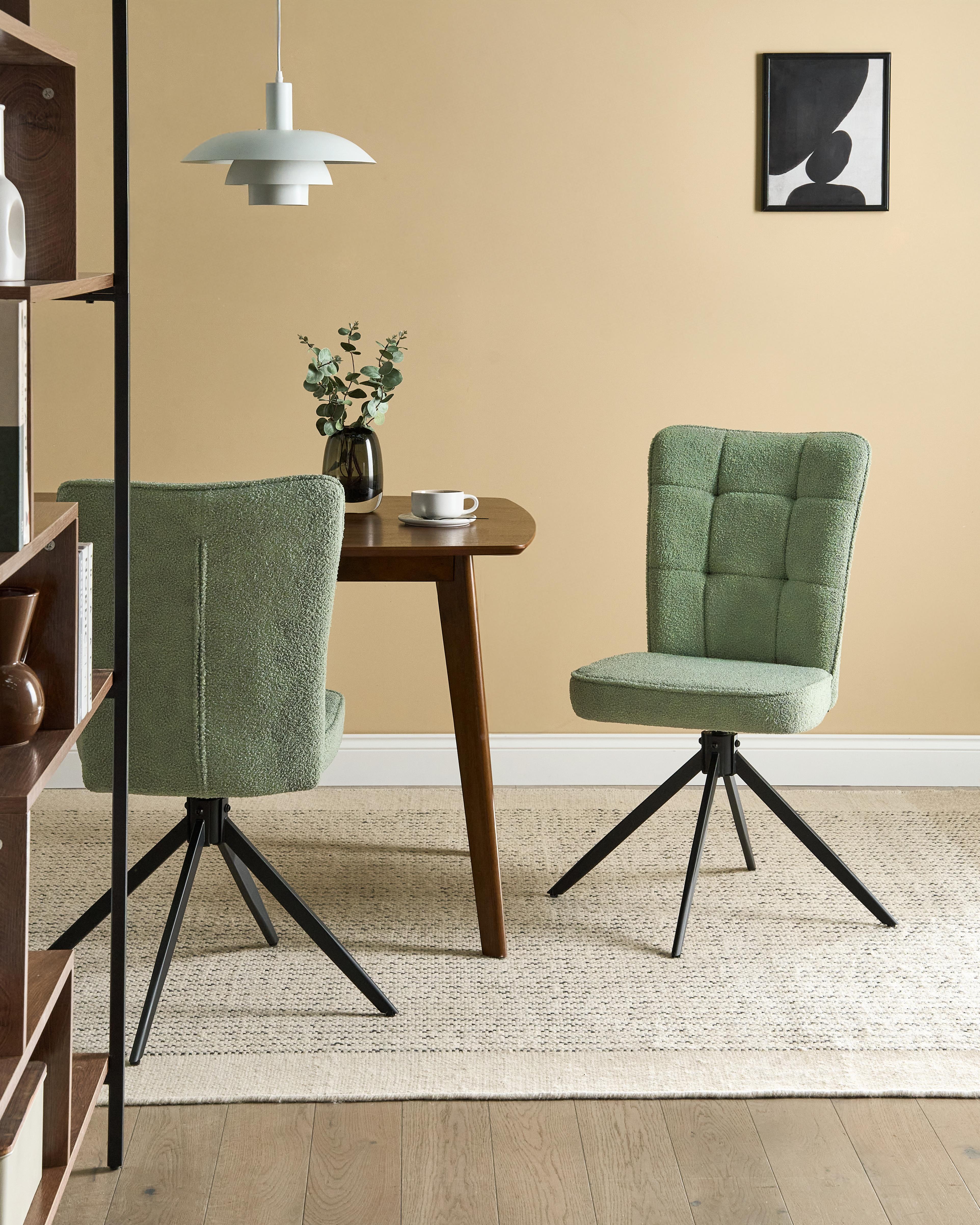 Set van 2 eetkamerstoelen draaibaar RYAN Bouclé Lichtgroen