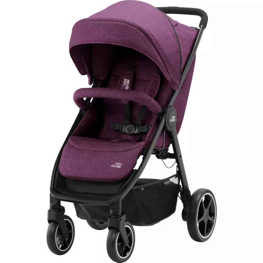 Britax Römer Buggy B-Agile M Cherry Wine inklusive Babyschale Baby-Safe Core i-Size Midnight Grey plus Basisstation Core und Adapter